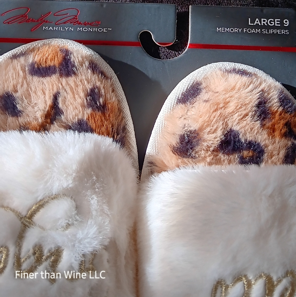 Marilyn Monroe Ivory Leopard Print Memory Foam Slippers Women's Size 9 L NWT - Picture 5 of 6